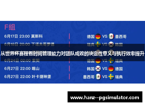 从世界杯赛程看时间管理能力对团队成败的决定性意义与执行效率提升 从世界杯赛程看时间管理能力对团队成败的决定性意义与执行效率提升